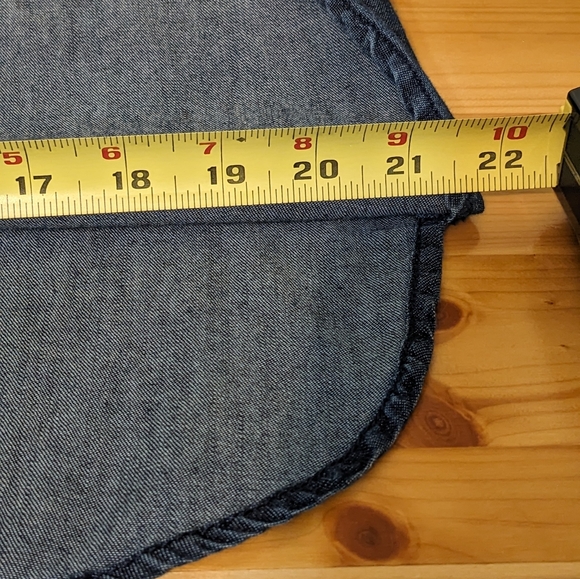 Talbots Petite Denim Top. Tie-Sleeve 3/4 length. Scoop neckline. Size MP - Picture 9 of 13